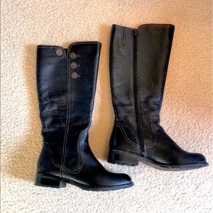 Black leather tall boots
